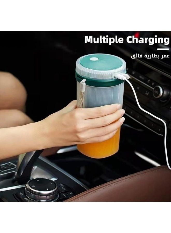 خلاط صغير محمول قابل لإعادة الشحن عبر منفذ USB، سعة 300 مل - عصارة شخصية بست شفرات من الفولاذ المقاوم للصدأ - تشغيل سريع وسهل بزر واحد للعصائر، ومشروبات البروتين، وطعام الأطفال - مناسب للسفر، والمكتب، والمطبخ - أخضر - Image 5